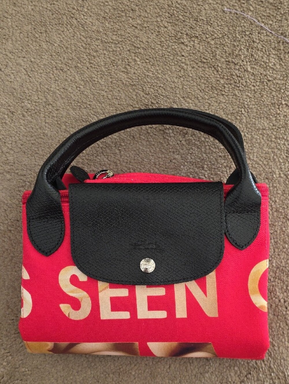 Longchamp x Jeremy Scott Red Canvas 'As Seen On TV' Graphic Tote - Picture 5 of 5